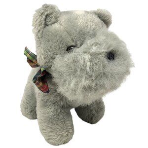 Scottish Terrier Dog Plush Gray 10 Inch Toy Vintage 1982 Plaid Bow America Wego